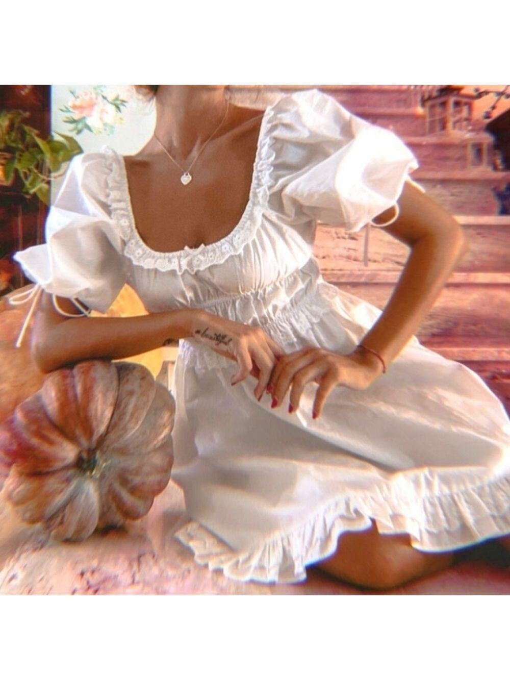 For Love & Lemons Jackson Ruffle Smocked Mini Dress
